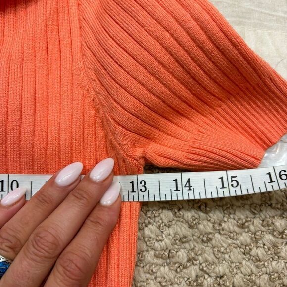 Ladies Vestique Brand Orange Ribbed Button Up Cardigan Size Medium - Picture 8 of 8